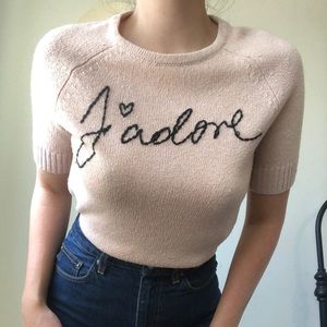 French J’adore baby pink sweater